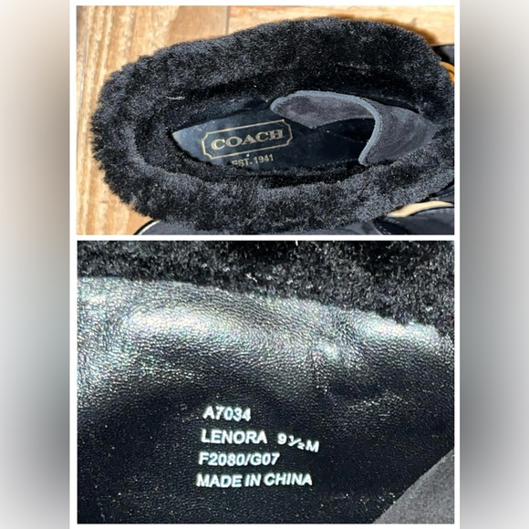 Coach Lenora Suede Boots with Shearling Lining & Logo Button Accents. - Picture 10 of 16